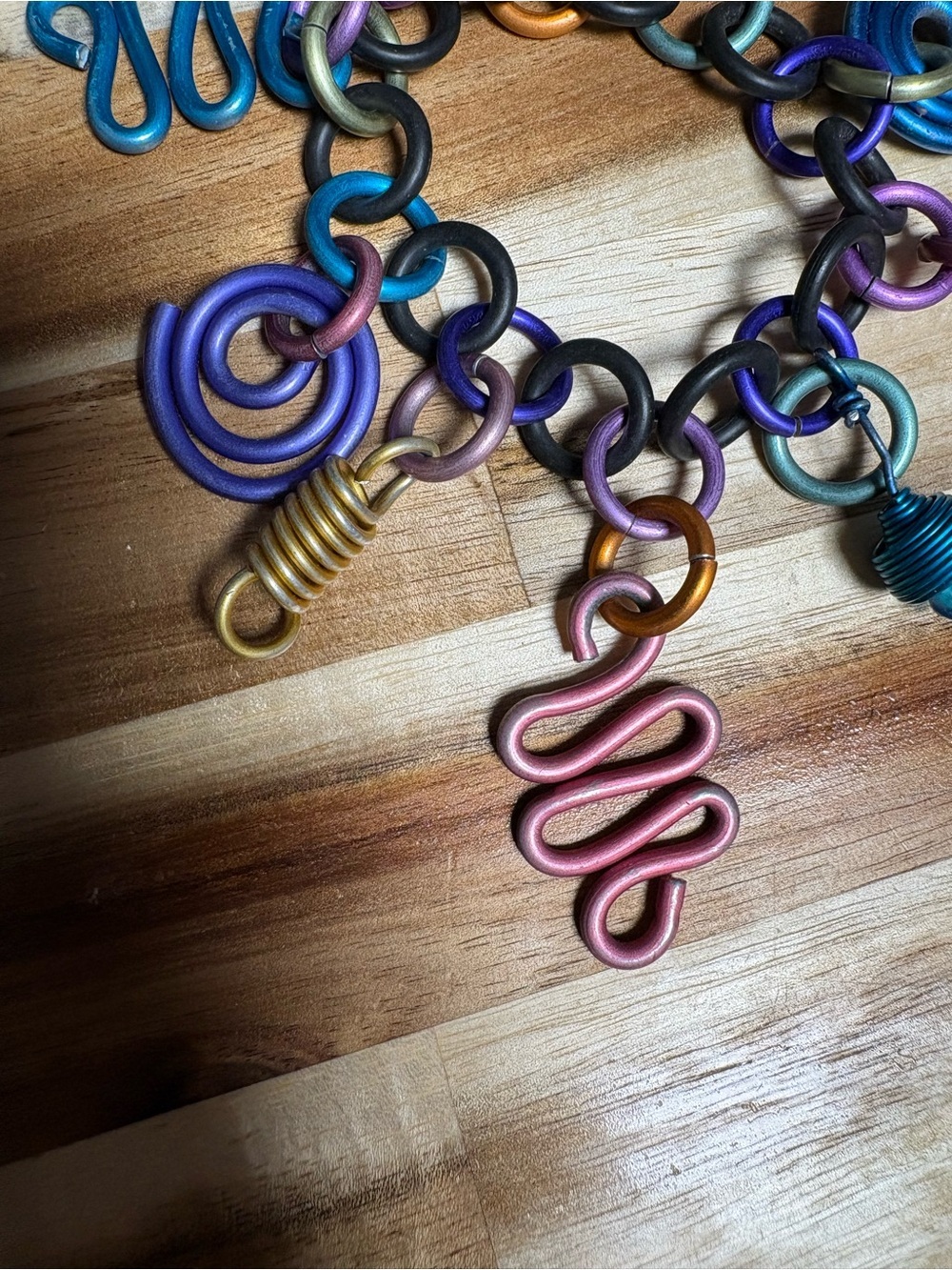 David Spada Vintage Modernist Space Age Multicolor Spiral Charm Bracelet - Picture 3 of 6
